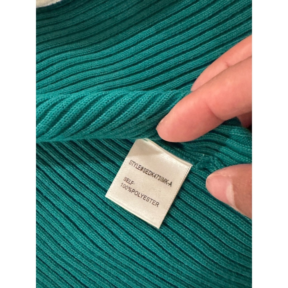 Dee Elly Teal Blue Purple Ribbed Knit Maxi Dress V Neck Cardigan M o2 - Picture 5 of 8